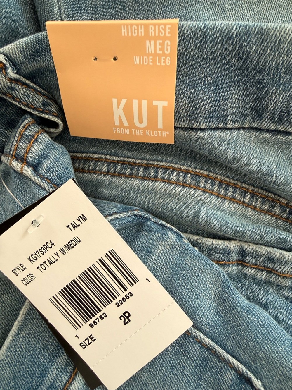 Kut From The Kloth Meg High Rise Wide Leg Patch Pocket Denim Jeans NWT Size 2P - Picture 7 of 9